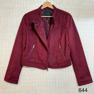 Banana Republic Vegan Suede Moto Diagonal Zip Jacket Beet‎ Root Womens Sz S